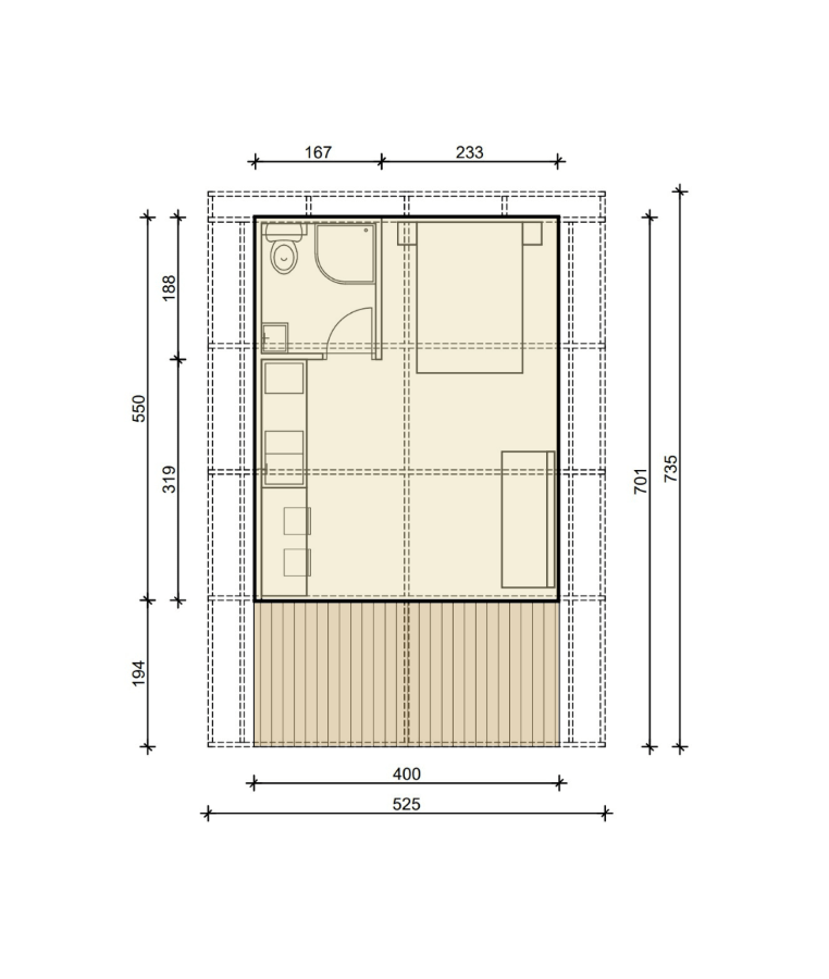 Tlocrt glamping šatora