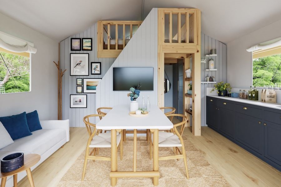 Glampin šator interijer